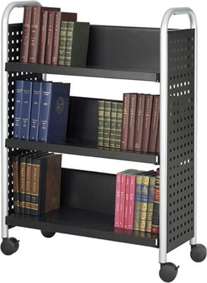 Safco Scoot Single Sided 3 Shelf Book Cart 5336BL