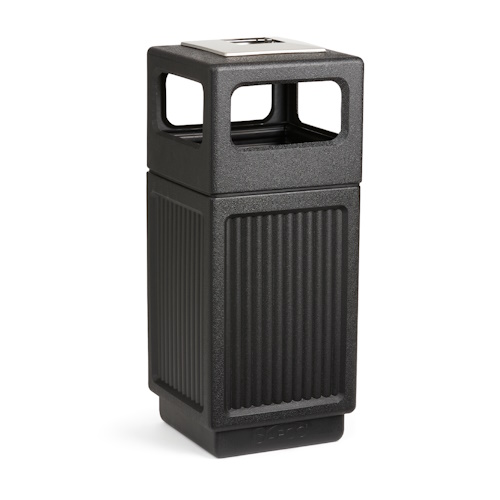Safco Canmeleon Recessed Panel Side Opening with Urn Receptacle, 15 Gallon 9474BL (Black)