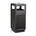 Safco Canmeleon Recessed Panel Side Opening with Urn Receptacle, 15 Gallon 9474BL (Black) ES3535