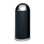 Safco Push Door Dome Top Receptacles 9636BL (Black) ES3557