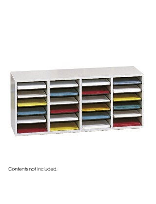 Safco Wood Adjustable Literature Organizer, 24 Compartment ES3840 9423GR