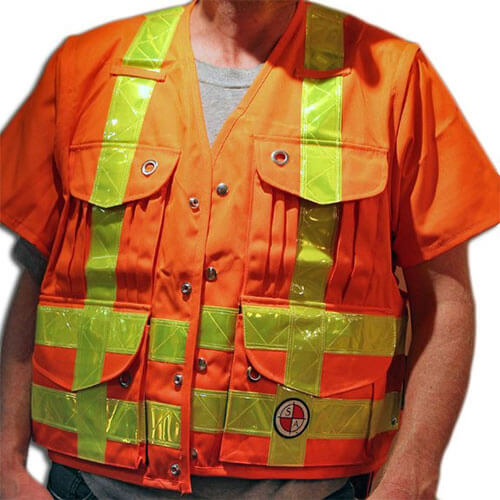 Safety Apparel PC13/PC13Z - Heavy Duty X-Back Party Chief Survey Vest - Safety Orange