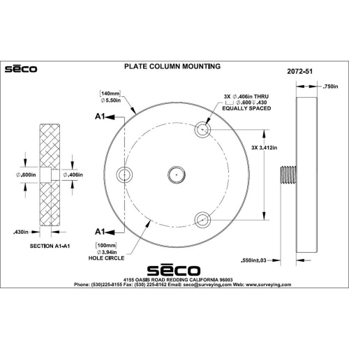 Photograph of Seco PLATE, COLUMN, SCREW MOUNTING - 2072-51