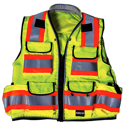 Seco 8265-LED-Series Safety Lighted Utility Vest - Fluorescent Yellow - (6 Sizes Available)