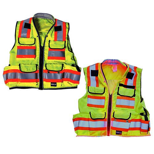  Seco 8265-LED-Series Safety Lighted Utility Vest - Fluorescent Yellow - (6 Sizes Available)