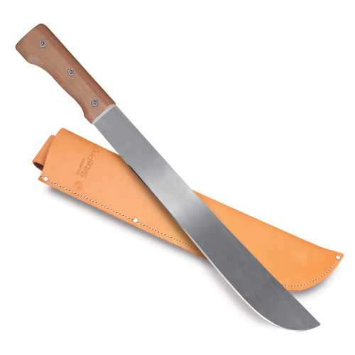 SitePro Heavy Duty Machete with Wood Handle with Leather Sheath - (4 Sizes Available)