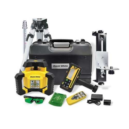 David White Horizontal / Vertical Green Beam Rotary Laser Kit w/ Tripod and Grade Rod - (2 Options Available) ET19809