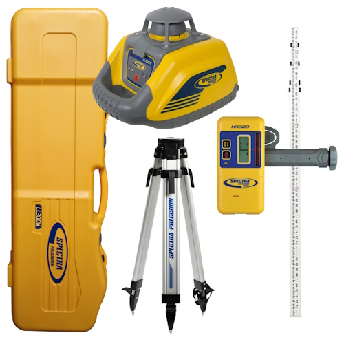 Spectra Precision LL100N Laser Level Package w/HR320 Receiver, C59 Clamp, Q104025 Tripod, GR153 5 Meter Grade Rod, System Case - LL100N-3