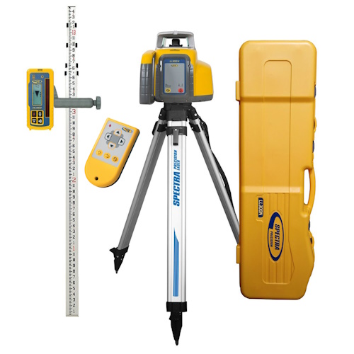 Spectra Precision LL300N Laser Level w/Q104025 Tripod, GR153 Grade Rod (Metric) HL450, C45 Rod Clamp, RC601 Remote, NiMH Rechargeable Batteries and Charger - LL300N-6
