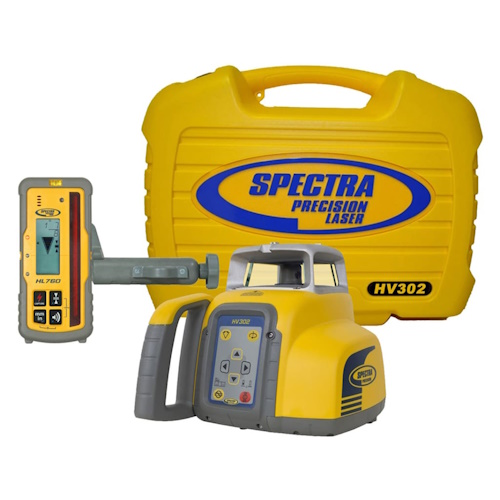 Spectra Precision HV302 HV-Laser, HL760, C70 Rod Clamp, RC402N Remote, NiMH Rechargeable Batteries and Charger, Carrying Case - HV302-4