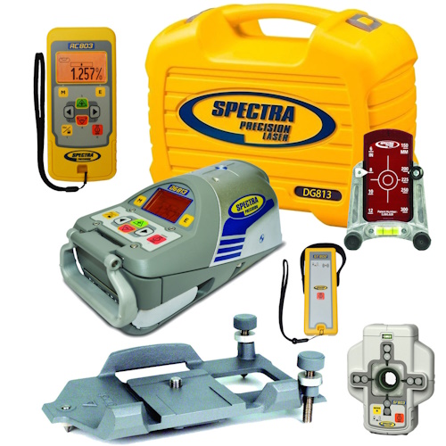 Spectra Precision DG813 Laser, 1230 Large Invert Plate, RC803, SF803, ST805, 956 Target, NiMH Battery Pack and Charger - DG813-3