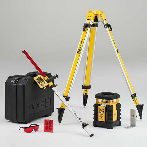 Stabila LAR 350 Rotary Laser with Dual Slope Set - Tripod and Elevation Rod (05700 TR)