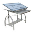 Studio Designs 10060 - Avanta Drafting Table (Silver-Blue Glass) ES6256