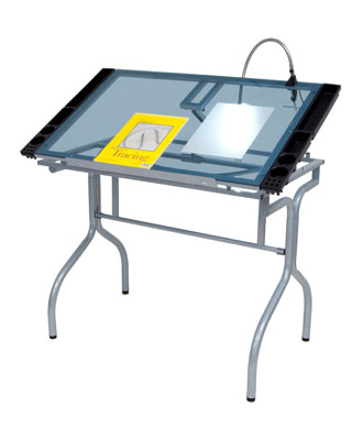 Studio Designs 13220 - Folding Craft Station - Silver - Blue Glass 