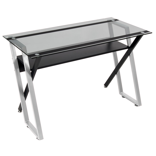 Studio Designs Colorado Metal And Glass Writing Desk - Silver and Black - 50707