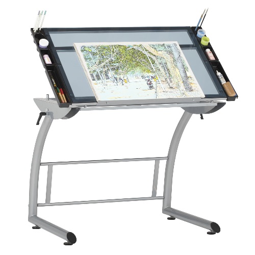 Studio Designs 10089-Silver/Blue Glass - 35 x 23.5 Triflex Drawing Table