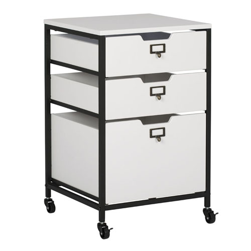 Studio Designs 3 Drawer Mobile Storage Organizer In Charcoal and White - 10223