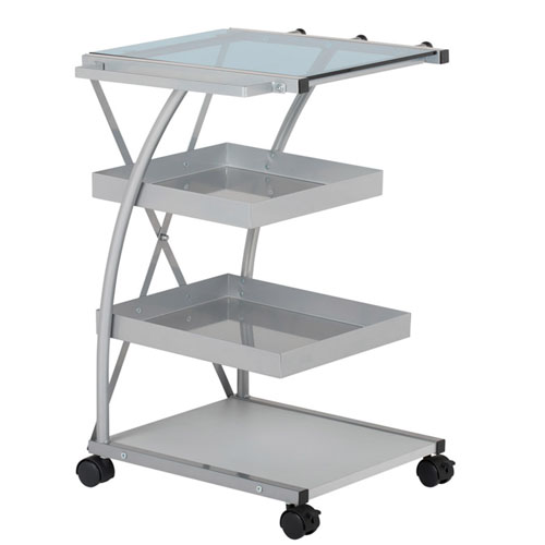  Studio Designs Triflex Metal 4 Shelf Mobile Taboret Cart - Silver - 13274