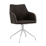 Studio Designs Adelaide Swivel Home Office Accent Chair with Arms in White Metal Legs and Dark Grey Faux Suede - 52002 ET10721