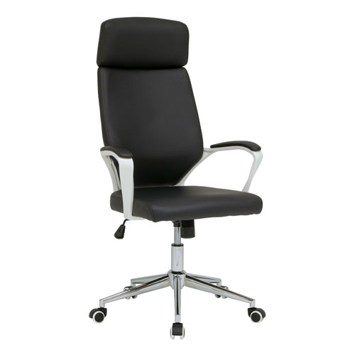  Studio Designs High Back Executive Chair With Padded Headrest And Arms In White and Black - 10662