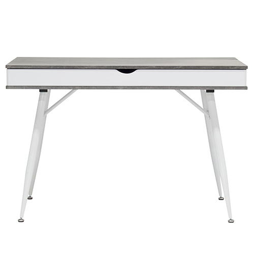 Photograph of  Studio Designs Alcove Modern Pocket Writing Desk With Large Split Drawer - White and Cement - 51252