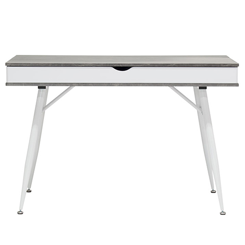 Photograph of  Studio Designs Alcove Modern Pocket Writing Desk With Large Split Drawer - White and Cement - 51252