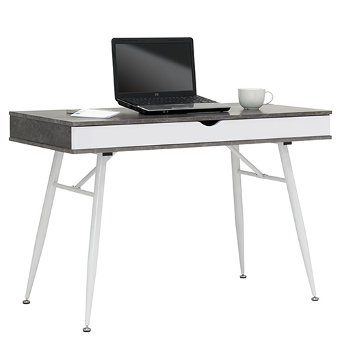  Studio Designs Alcove Modern Pocket Writing Desk With Large Split Drawer - White and Cement - 51252