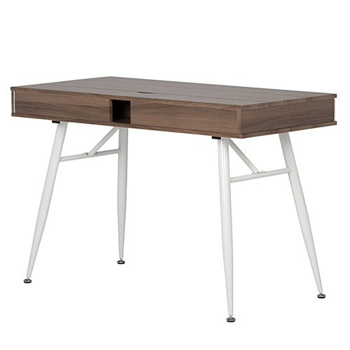 Photograph of Studio Designs Alcove Modern Pocket Writing Desk With Large Split Drawer - White and Chestnut - 51253
