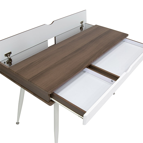 Photograph of Studio Designs Alcove Modern Pocket Writing Desk With Large Split Drawer - White and Chestnut - 51253

