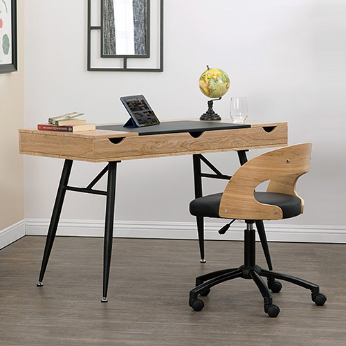 Photograph of Studio Designs Nook Modern Pocket Office Desk With Multi Soft-Close Storage Compartments - Black and Ashwood - 51250
