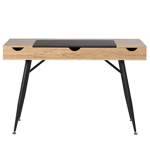 Photograph of Studio Designs Nook Modern Pocket Office Desk With Multi Soft-Close Storage Compartments - Black and Ashwood - 51250