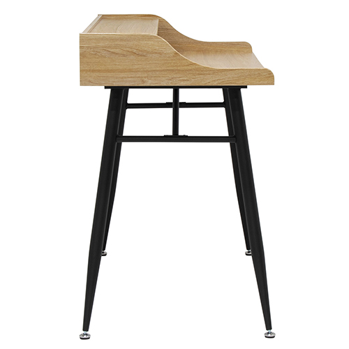 Photograph of Studio Designs Woodford 45” Wide Modern Secretary Writing, Desk With Low Storage Hutch - Black Metal Tapered Legs and Ashwood Top - 51260