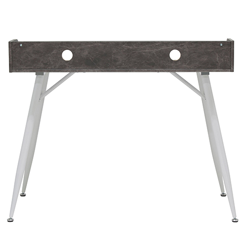 Photograph of Studio Designs Woodford 45” Wide Modern Secretary Writing Desk With Low Storage Hutch - White Metal Tapered Legs and Marbled Dark Grey Top - 51261