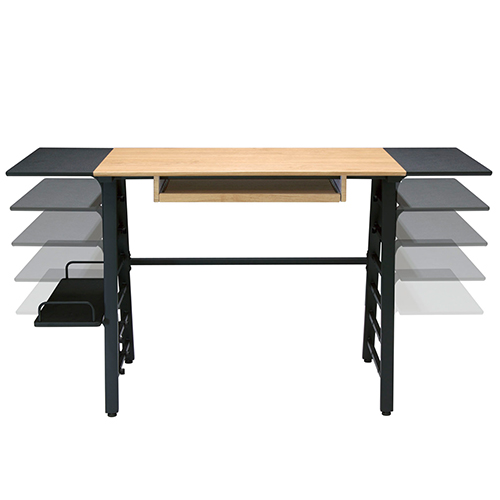 Photograph of Studio Designs Ashwood Convertible Desk With Height Adjustable Shelves - Black Legs and Ashwood Top - 51240
