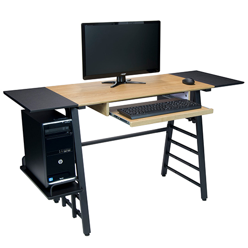 Photograph of Studio Designs Ashwood Convertible Desk With Height Adjustable Shelves - Black Legs and Ashwood Top - 51240