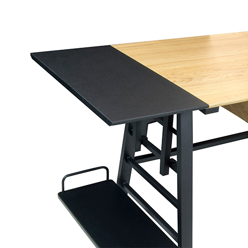 Photograph of Studio Designs Ashwood Convertible Desk With Height Adjustable Shelves - Black Legs and Ashwood Top - 51240