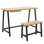 Studio Designs Ashwood Homeroom Desk And Bench Seating Set - Black Legs and Ashwood Top - 51239 ET11165