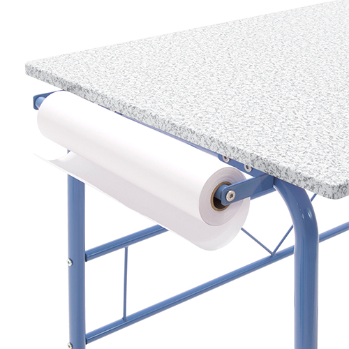 Photograph of Studio Designs 2 Piece Project Center Includes Art Table With Paper Roll And Bench - Blue and Spatter Gray - 55126