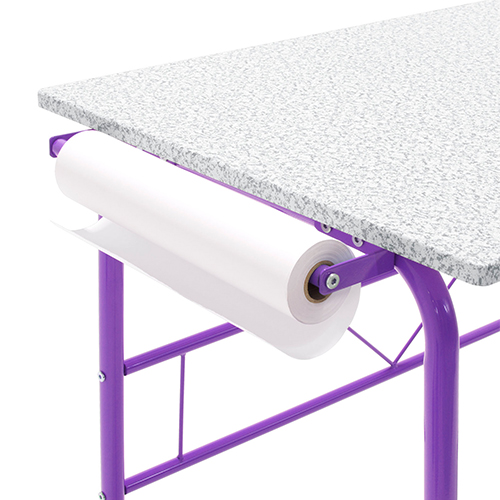 Photograph of Studio Designs 2 Piece Project Center Includes Art Table With Paper Roll And Bench - Purple and Spatter Gray - 55127
