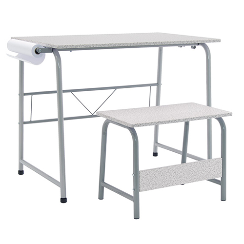  Studio Designs 2 Piece Project Center Includes Art Table With Paper Roll And Bench - Gray and Spatter Gray - 55128