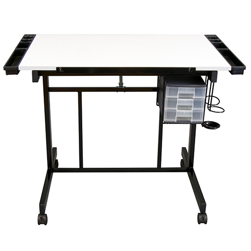 Photograph of Studio Designs Deluxe Mobile Craft Station With Adjustable Top And Supply Storage - Black and White - 13250