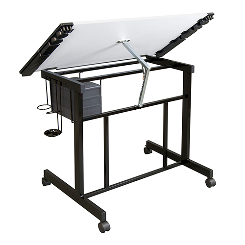 Photograph of Studio Designs Deluxe Mobile Craft Station With Adjustable Top And Supply Storage - Black and White - 13250