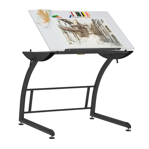 Photograph of Studio Designs Triflex Standing Height Adjustable Drawing Table - Charcoal Black and White - 10098