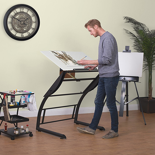 Photograph of Studio Designs Triflex Standing Height Adjustable Drawing Table - Charcoal Black and White - 10098