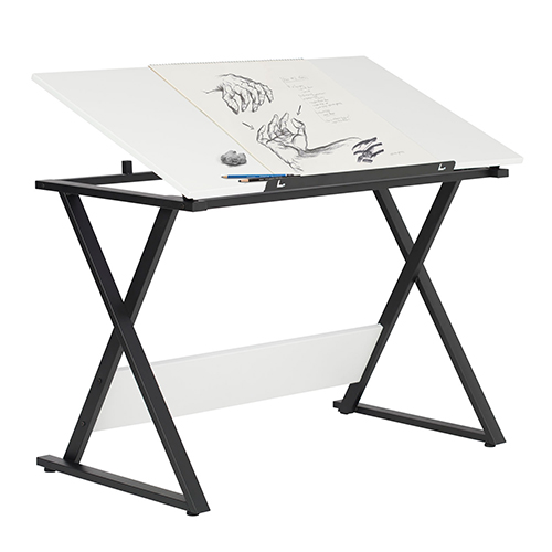 Photograph of Studio Designs Axiom Student Drawing Table With Tilting Top - Charcoal and White - 13353