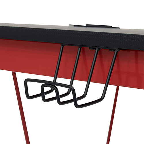 Photographs of Studio Designs SD Gaming Quest 52" PC Gamer Computer Desk w/ Charging Station - Racing Red Metal Legs/Black Top - 51254