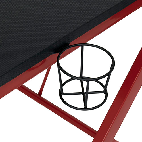 Photographs of Studio Designs SD Gaming Quest 52" PC Gamer Computer Desk w/ Charging Station - Racing Red Metal Legs/Black Top - 51254