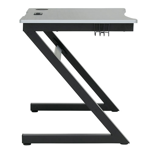 Photograph of  Studio Designs SD Gaming Zone 52" PC Gamer Computer Desk w/ Charging Station and Headphone Hook - Black Metal Legs/Racing Silver Top - 51255
