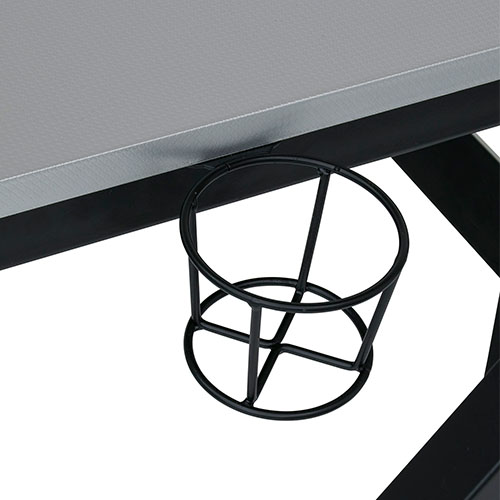 Photograph of  Studio Designs SD Gaming Zone 52&quot; PC Gamer Computer Desk w/ Charging Station and Headphone Hook - Black Metal Legs/Racing Silver Top - 51255
