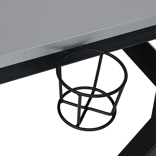 Photograph of  Studio Designs SD Gaming Zone 52" PC Gamer Computer Desk w/ Charging Station and Headphone Hook - Black Metal Legs/Racing Silver Top - 51255
